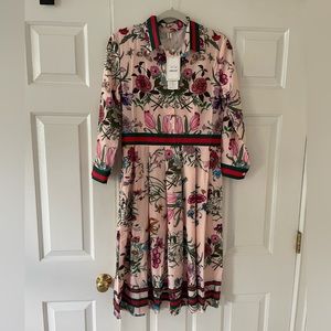 Pink floral midi dress NWT